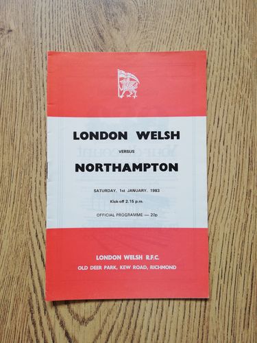 London Welsh v Northampton Jan 1983 Rugby Programme