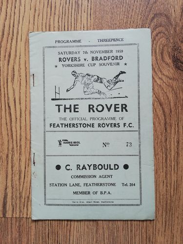 Featherstone v Bradford Nov 1959 Rugby League Programme