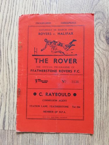 Featherstone v Halifax Mar 1960 Rugby League Programme
