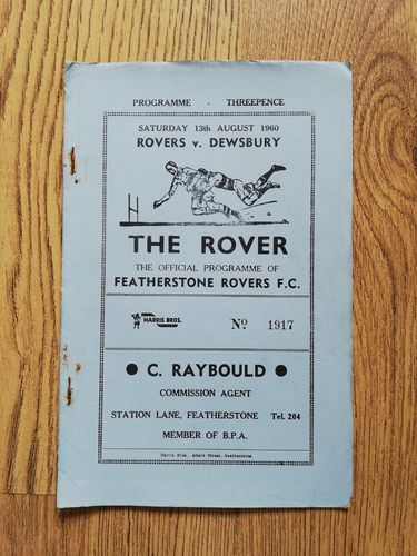 Featherstone v Dewsbury Aug 1960 Rugby League Programme
