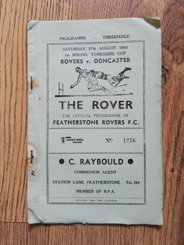Featherstone v Doncaster Aug 1960 Yorkshire Cup Rugby League Programme