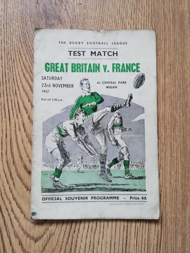 Great Britain v France Nov 1957 Rugby League Programme