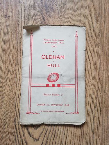 Oldham v Hull May 1957 Northern Championship Final RL Brochure