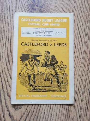 Castleford v Leeds Sept 1957 Rugby League Programme