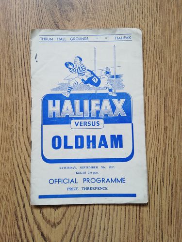 Halifax v Oldham Sept 1957 Rugby League Programme