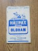 Halifax v Oldham Sept 1957 Rugby League Programme