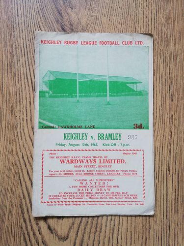Keighley v Bramley Aug 1965 Rugby League Programme