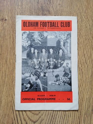 Oldham v Featherstone Nov 1958 Rugby League Programme