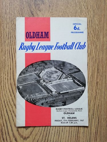 Oldham v St Helens Feb 1967 Rugby League Programme