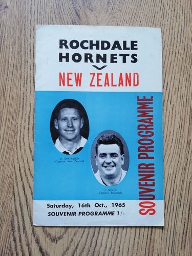 Rochdale Hornets v New Zealand Oct 1965 Rugby League Programme