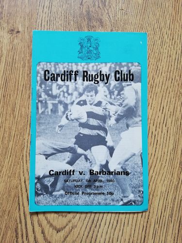 Cardiff v Barbarians Apr 1980 Rugby Programme