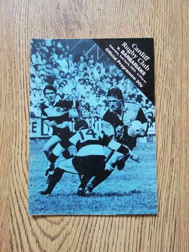 Cardiff v Barbarians Apr 1988 Rugby Programme