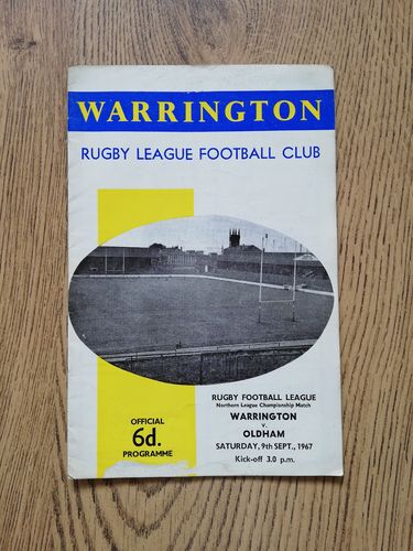 Warrington v Oldham Sept 1967 Rugby League Programme