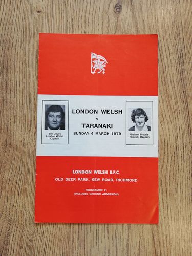 London Welsh v Taranaki Mar 1979 Rugby Programme