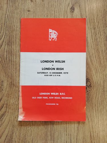 London Welsh v London Irish Dec 1979 Rugby Programme
