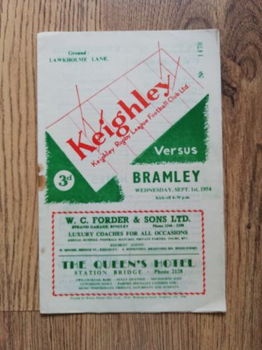 Keighley v Bramley Sept 1954 Rugby League Programme