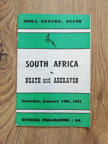 Neath & Aberavon v South Africa Jan 1961 Rugby Programme