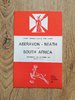 Aberavon & Neath v South Africa Dec 1969 Rugby Programme