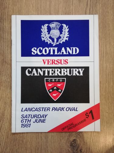 Canterbury v Scotland Jun 1981 Rugby Programme