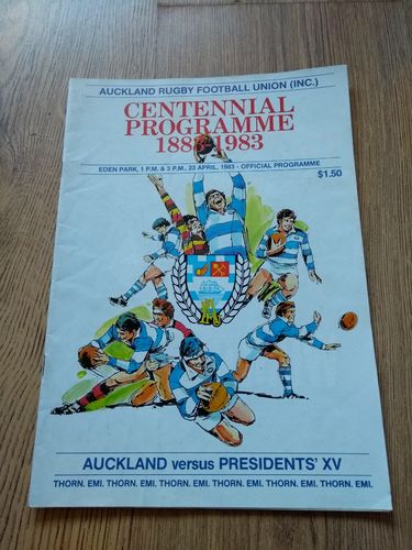 Auckland v Presidents' XV Apr 1983 Centenary Rugby Programme