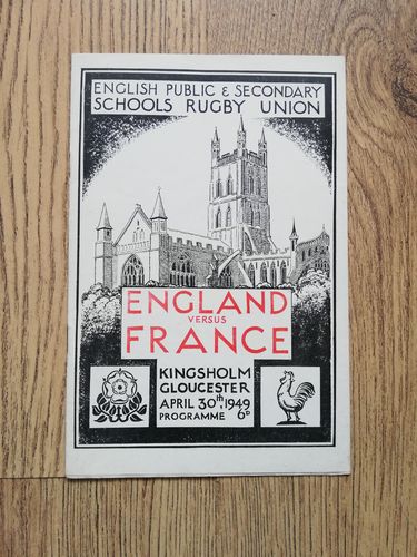England Schools v France Schools Apr 1949 Rugby Programme
