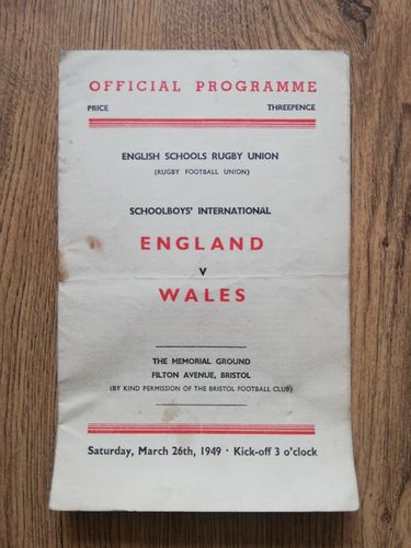 England Schools v Wales Schools Mar 1949