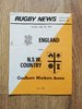 New South Wales Country v England May 1975 Rugby Programme