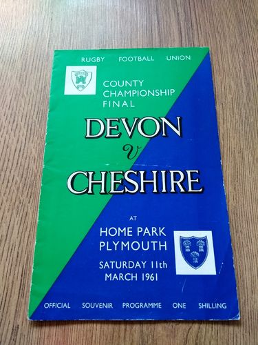 Devon v Cheshire Mar 1961 County Championship Final Rugby Programme