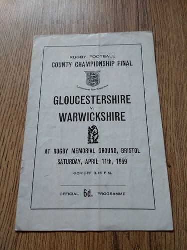 Gloucestershire v Warwickshire 1959 County Championship Final Rugby Programme
