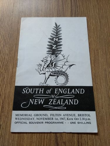South of England v New Zealand Nov 1967 Rugby Programme