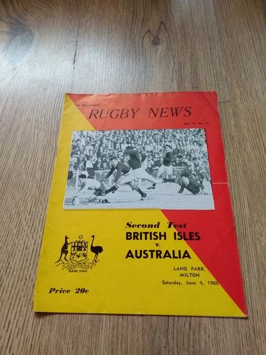 Australia v British Lions 2nd Test June 1966 Rugby Programme