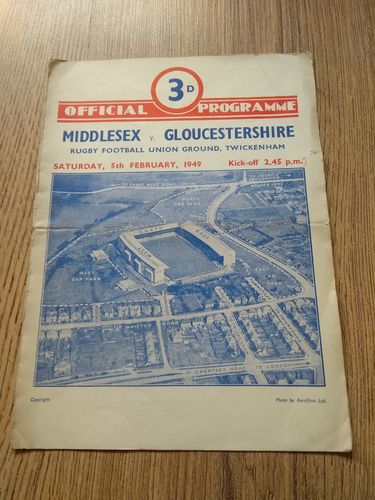 Middlesex v Gloucestershire 1949 County Championship Semi-Final Rugby Programme