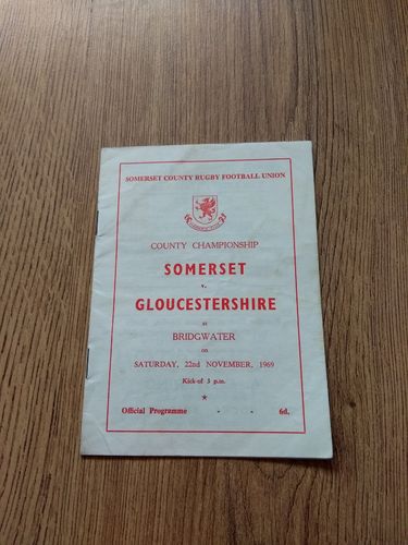 Somerset v Gloucestershire Nov 1969 Rugby Programme