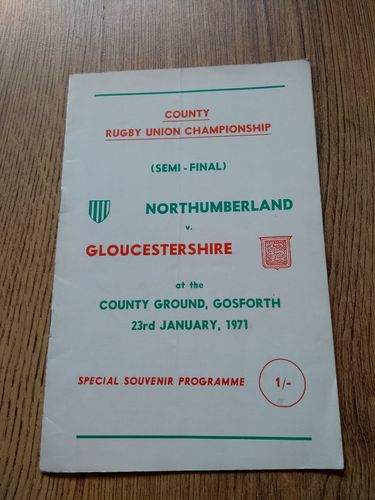 Northumberland v Gloucestershire 1971 County Semi-Final Rugby Programme