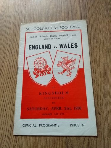 England Schools v Wales Schools Apr 1956 Rugby Programme