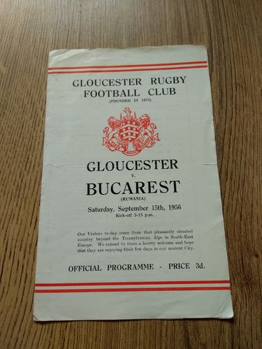 Gloucester v Bucharest Sept 1956 Rugby Programme