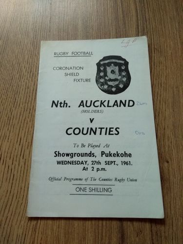 Counties v North Auckland Sept 1961 Coronation Shield Rugby Programme