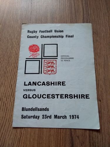 Lancashire v Gloucestershire 1974 County Championship Final Rugby Programme