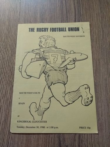 South West Colts v Spain Dec 1980 Rugby Programme