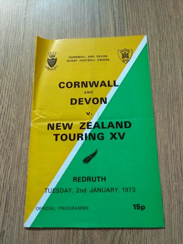 Cornwall & Devon v New Zealand Jan 1973 Rugby Programme