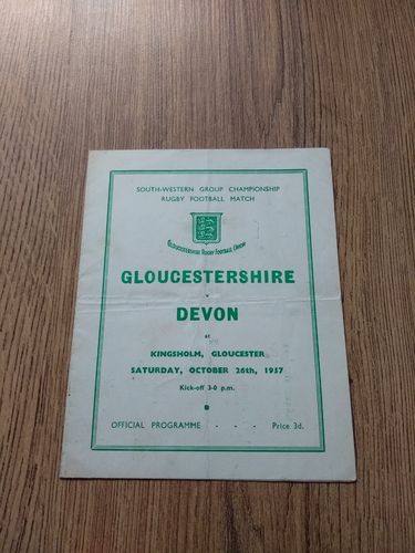 Gloucestershire v Devon Oct 1957 Rugby Programme