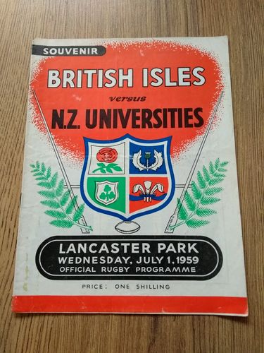 New Zealand Universities v British Lions July 1959 Rugby Programme