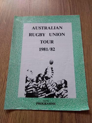 ' Australian Rugby Union Tour 1981/82 ' Souvenir Tour Programme
