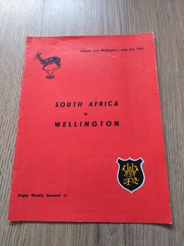 Wellington v South Africa July 1965 Rugby Programme