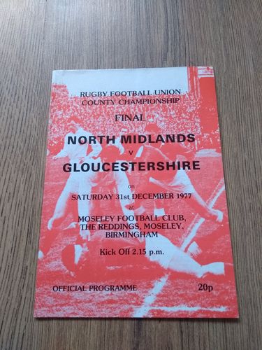 North Midlands v Gloucestershire 1977 County Championship Final Rugby Programme