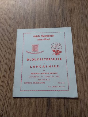 Gloucestershire v Lancashire 1964 County Championship Semi-Final Rugby Programme