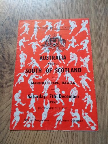 South of Scotland v Australia Dec 1957 Rugby Programme