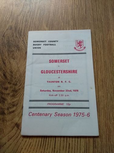 Somerset v Gloucestershire Nov 1975 Rugby Programme