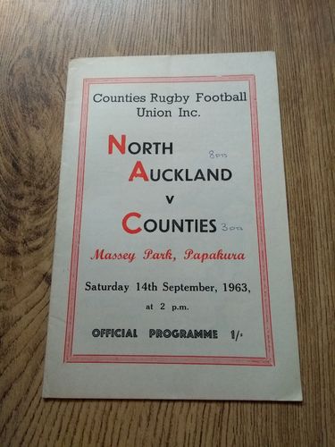 Counties v North Auckland Sept 1963 Rugby Programme