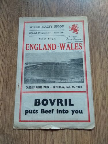 Wales v England Jan 1949 Rugby Programme